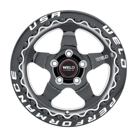Weld S904 15x10 Ventura Beadlock 5x114.3 ET51 BS7.50 Gloss BLK MIL DIA 78.1 - S904B0067P51