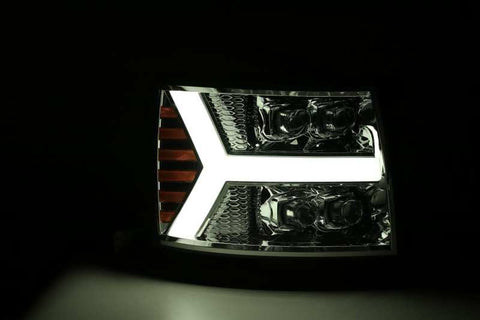AlphaRex 07-13 Chevy 1500HD NOVA LED Proj Headlights Plank Style Chrm w/Activ Light/Seq Signal - 880207