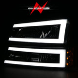 ANZO 2003-2006 Chevrolet Silverado 1500 Crystal Headlights w/ Light Bar Black Housing - 111501