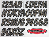 Hardline Boat Lettering Registration Kit 3 in. - 400 Titan Grey/Black - TIBKG400