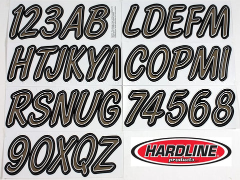 Hardline Boat Lettering Registration Kit 3 in. - 400 Titan Grey/Black - TIBKG400