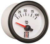 Autometer Stack 52mm 0-100 PSI 1/8in NPTF Electric Oil Pressure Gauge - White - ST3252