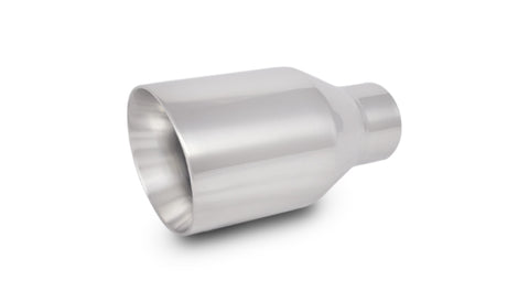 Vibrant 2.5in ID Single 4in OD Round SS Exhaust Tip (Double Wall Angle Cut) - 1269
