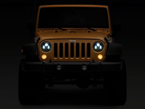 Raxiom 07-18 Jeep Wrangler JK 7-In LED Headlights- Blk Housing (Clear Lens) - J154695