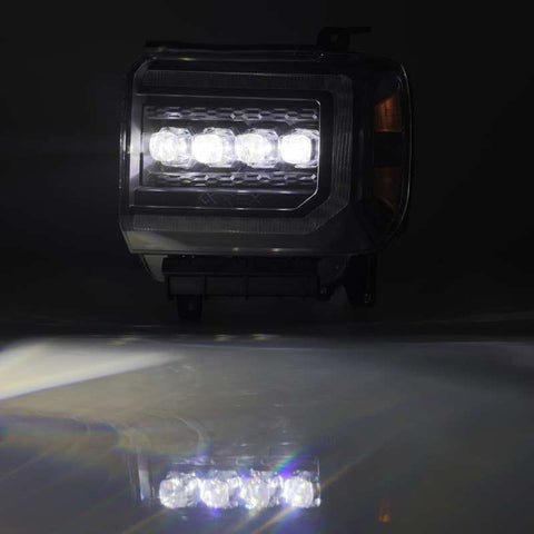 AlphaRex 14-18 GMC Sierra NOVA LED Proj Headlights Plank Style Black w/Activ Light/Seq Signal/DRL - 880617