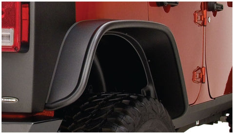 Bushwacker 07-18 Jeep Wrangler Unlimited Flat Style Flares 2pc 4-Door Sport Utility Only - Black - 10050-07