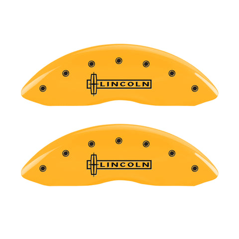 MGP 4 Caliper Covers Engraved Fr Lincoln Rr Star Logo Yellow Finish Blk Char 17 Lincoln Continental - 36024SLC1YL