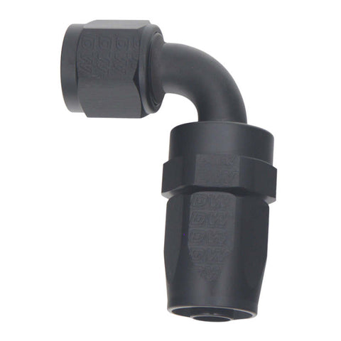 DeatschWerks 8AN Female Swivel 90-Degree Hose End CPE - Anodized Matte Black - 6-02-0807-B