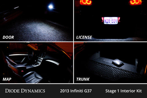 Diode Dynamics 07-15 Infiniti G37 Sedan Interior LED Kit Cool White Stage 2 - DD0528