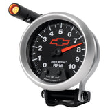 Autometer GM Red Bowtie Black 3-3/4in 0-10000 RPM Pedestal Mount Tachometer Quick-Lite - 3690-00406