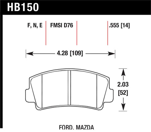 Hawk 79-84 Mazda B2000 / 70-74 RX-2 / 74-78 RX-4 / 79-85 RX-7 Blue 9012 Front Race Brake Pads - HB150E.555