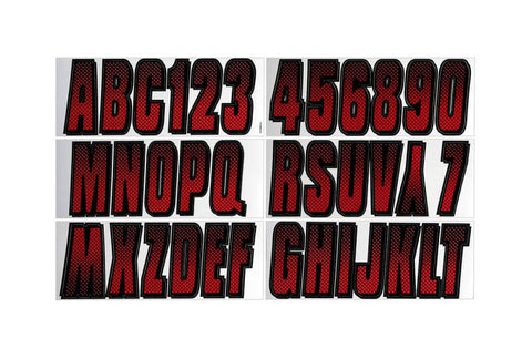 Hardline Boat Lettering Registration Kit 3 in. - 300 Red/Black - REBKG300