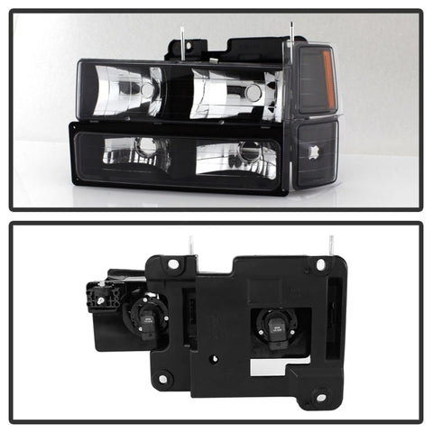 xTune Chevy Suburban 94-98 Headlights w/ Corner & Parking Lights 8pcs Black HD-JH-CCK88-AM-BK-SET - 5072221