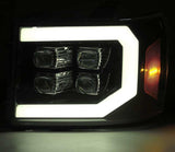 AlphaRex 07-13 GMC 1500HD NOVA LED Proj Headlight Plank Style Gloss Blk w/Activ Light/Seq Signal/DRL - 880609