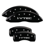 MGP 4 Caliper Covers Engraved Front & Rear I-Vtec Black Finish Silver Char 2016 Acura ILX - 39020SIVTBK