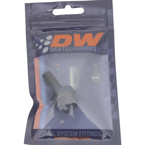 DeatschWerks 8AN ORB Male to 3/8in Male Triple Barb Fitting (Incl O-Ring) - Anodized Matte Black - 6-02-0507-B