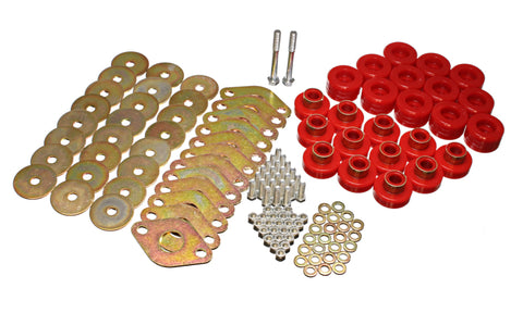 Energy Suspension Body Mount Set W/Hardware - Red - 2.4109R
