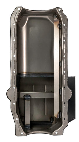 Moroso Pre-85 Chevrolet Small Block (w/Passenger Side Dipstick) Wet Sump 7qt 8in Steel Oil Pan - Blk - 21308