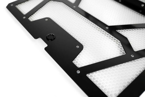Agency Power 14-18 Polaris RZR XP 1000 / XP Turbo Vented Engine Cover - Gloss Black/White Mesh - AP-RZR-111-FGB-MWHT