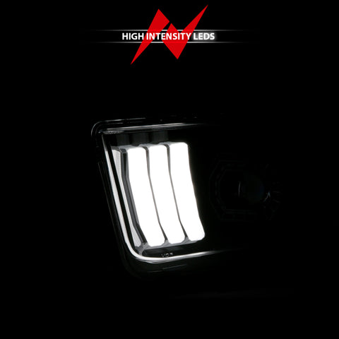 ANZO 05-09 Ford Mustang (w/Factory Halogen HL Only) Projector Headlights w/Light Bar Black Housing - 121566