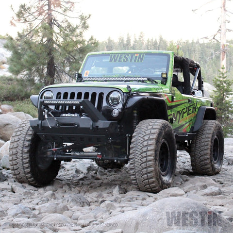 Westin 07-18 Jeep Wrangler JK WJ2 Stubby Front Bumper w/LED Lt Bar Mnt - Tex. Blk - 59-80025