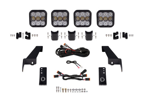Diode Dynamics Jeep JL SS5 4-Pod CrossLink Grille Lightbar Kit Sport - White Combo - DD6826