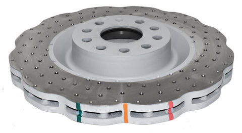 DBA 12-13 Volkswagen Golf R 2.0L Front 4000 Series Cross Drilled Rotor w/Silver Hat - 42808WSLVXD