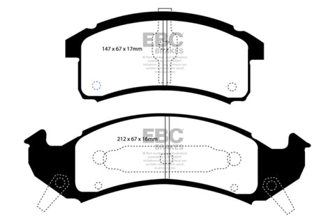 EBC 92-93 Buick Le Sabre (FWD) 3.8 Ultimax2 Front Brake Pads - UD505