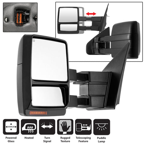 xTune Ford F150 07-14 Power Heated Amber LED Signal Telescoping Mirror Left MIR-FF15007S-PWH-AM-L - 9935381