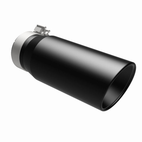 MagnaFlow Tip Stainless Black Coated Single Double Round Single Outlet 5in Dia 4in Inlet 13in L - 35240