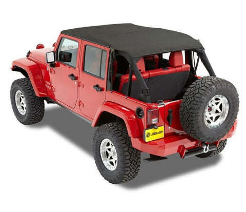 Bestop 10-18 Jeep Wrangler JK 4-Door Header Safari Cable Style Bikini (Black Diamond) - 52594-35