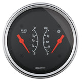 AutoMeter Gauge Dual Fuel & Oilp 3-3/8in. 240 Ohm(e) to 33 Ohm(f) & 100PSI Elec Designer Black - 1413