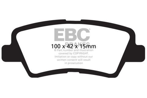 EBC 12 Hyundai Elantra 1.8 Yellowstuff Rear Brake Pads - DP41875R