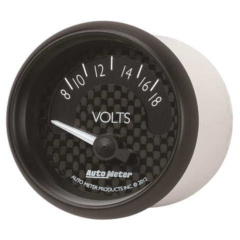 Autometer GT Series 52mm Short Sweep Electronic 8-18 Volts Voltmeter - 8092