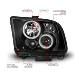 ANZO 2005-2009 Ford Mustang Projector Headlights w/ Halo Black - 121166