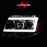 ANZO 2005-2011 Toyota Tacoma Projector Headlights w/ Light Bar Chrome Housing - 111518