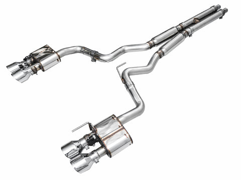 AWE 2024 Ford Mustang GT Fastback S650 RWD SwitchPath Cat-Back Exhaust w/ Quad Chrome Silver Tips - 3025-42650