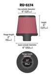 K&N Universal Rubber Filter-Round Tapered 2.5in Flange ID x 6in Base OD x 5in Top OD x 5in Height - RU-5174
