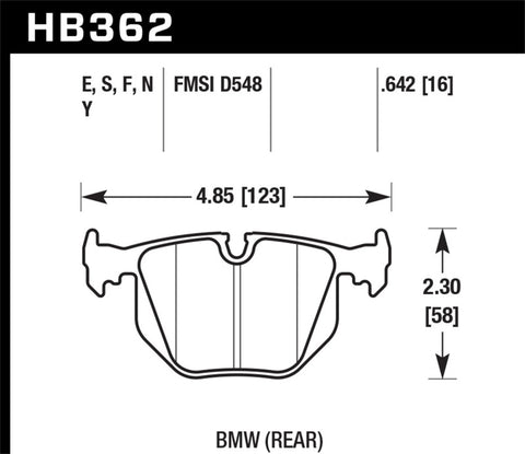 Hawk 91-97 BMW 850I/850CI HT-10 Race Rear Brake Pads - HB362S.642