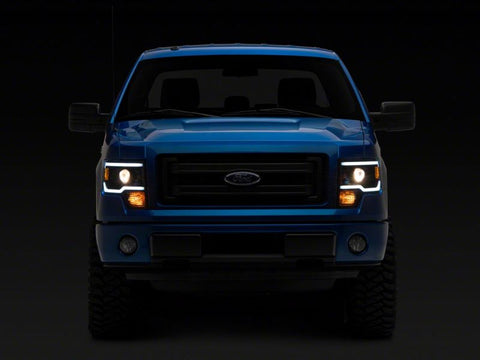 Raxiom 09-14 Ford F-150 Axial Series Projector Headlights w/ LED Light Bar- Blk Housing (Clear Lens) - T566369