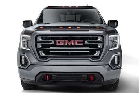 AVS 19-22 GMC Sierra 1500 Aeroskin Low Profile Hood Shield w/ Lights - Black - 753167