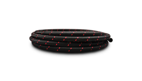 Vibrant -12 AN Two-Tone Black/Red Nylon Braided Flex Hose (5 foot roll) - 11992R