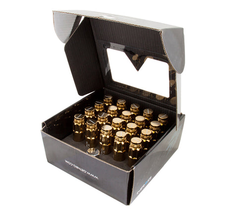 NRG 700 Series M12 X 1.5 Steel Lug Nut w/Dust Cap Cover Set 21 Pc w/Locks & Socket - Chrome Gold - LN-LS700CG-21