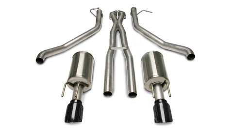 Corsa 05-06 Pontiac GTO 6L V8 2.5in Sport Cat-Back Exhaust + XPipe w/Dual Exit Single 4in BlackTips - 14189BLK