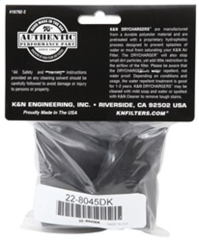 K&N 6in ID x 6inH Closed Top Black Drycharger Air Filter Wrap - 22-8045DK