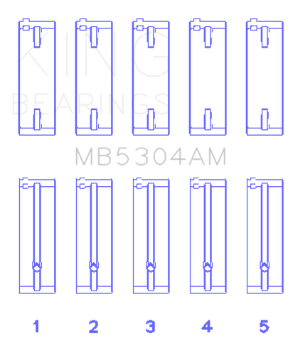 King Kia/Mazda DOHC 16 Valve/SOHC 16 Valve/SOHC 8 Valve (Size +0.25) Main Bearing Set - MB5304AM0.25