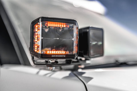 Go Rhino Xplor Blackout Series Cube LED Sideline Spot Light Kit (Surface Mount) 4x3 - Blk (Pair) - 750700321SCS