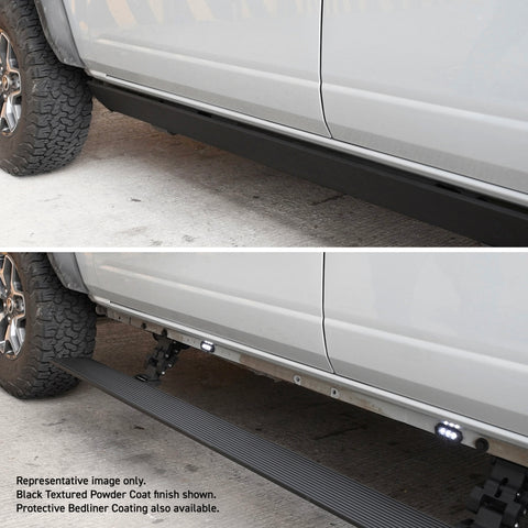 Go Rhino 19-23 Ram 1500 Quad Cab 4dr E-BOARD E1 Electric Running Board Kit - Bedliner Coating - 20430680T