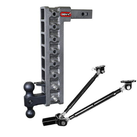 Gen-Y Mega Duty 2in Shank 17.5in Drop 10K Hitch w/Dual-Ball/Pintle Lock/Stabilizer Kit - GH-328