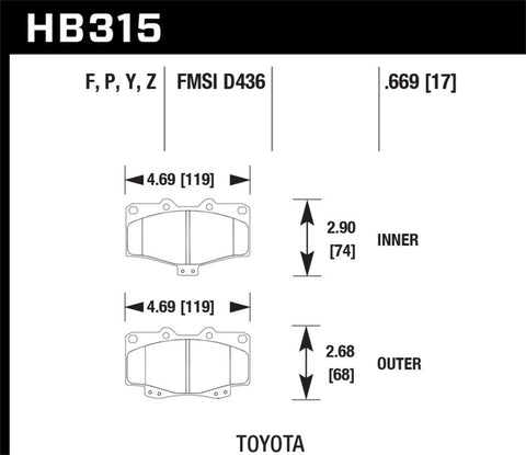 Hawk HPS Street Brake Pads - HB315F.669